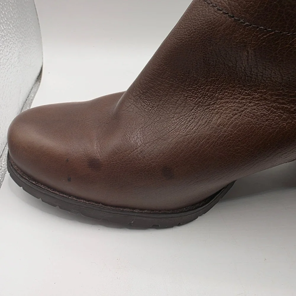 Clarks Artisan Brown Leather Suede Ankle Boots Block Heel 26103398 Womens 10